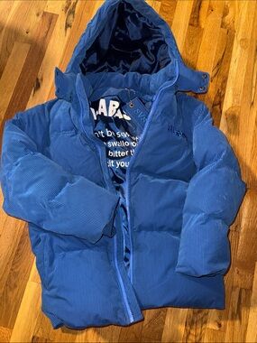 Valley Kids' Hooded Blue Corduroy Puffer Jacket